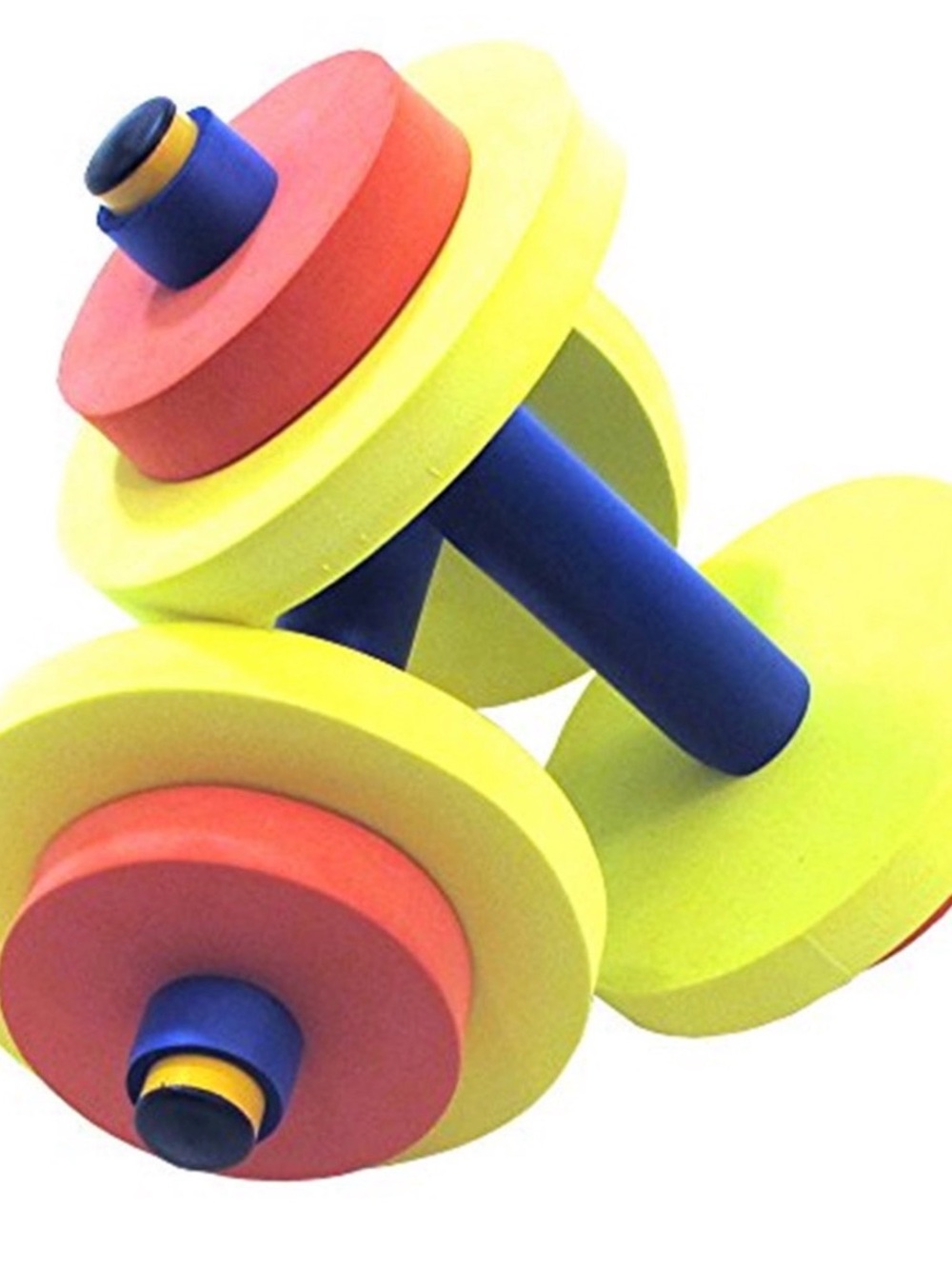 Kids Foam Dumbbell Toy - Blue Handle with Yellow & Red Discs